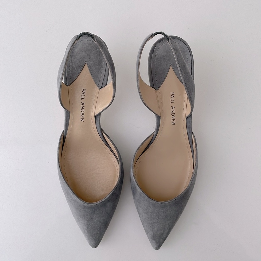 Paul Andrew Light Grey Suede Kitten heel Slingback - Picture 5 of 16